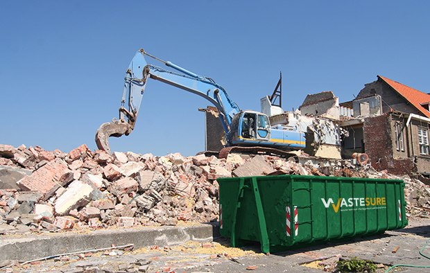 Demolition of old buildings during urban renovation