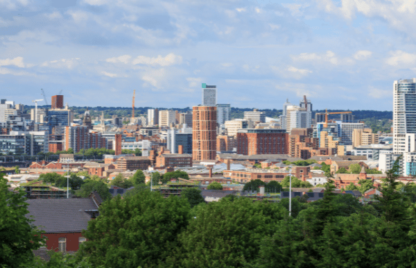 Leeds city centre skyline.