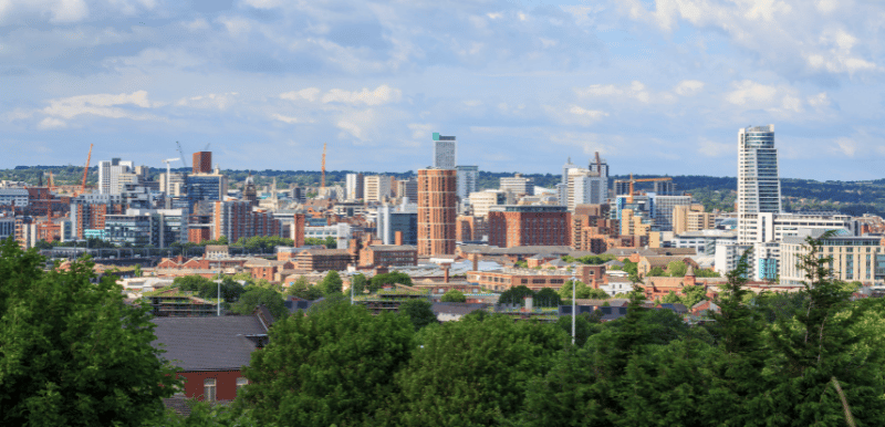 Leeds city centre skyline.